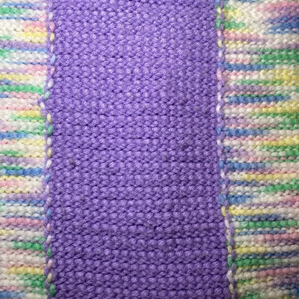 Handmade Crochet Baby Blanket Pastel Variegated Lavender Throw 36x51